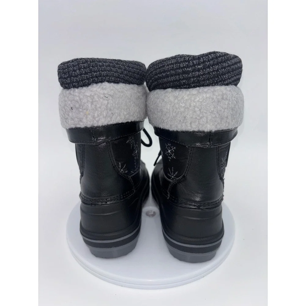 MISHANSA New Kids Snow Boots Black Fur Waterproof Winter Snow Shoe Toddler 11